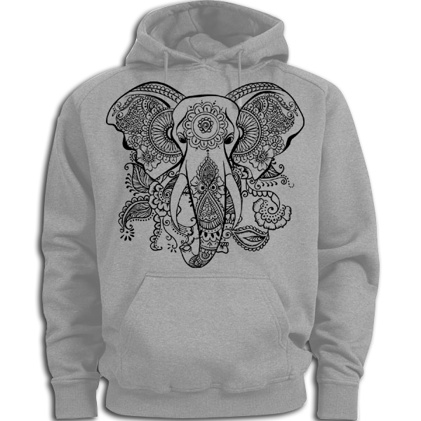 Elephant Face Grey Hoodie