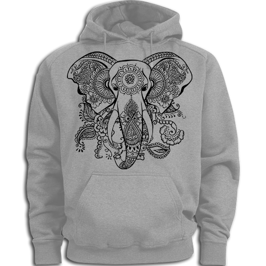 Elephant Face Grey Hoodie