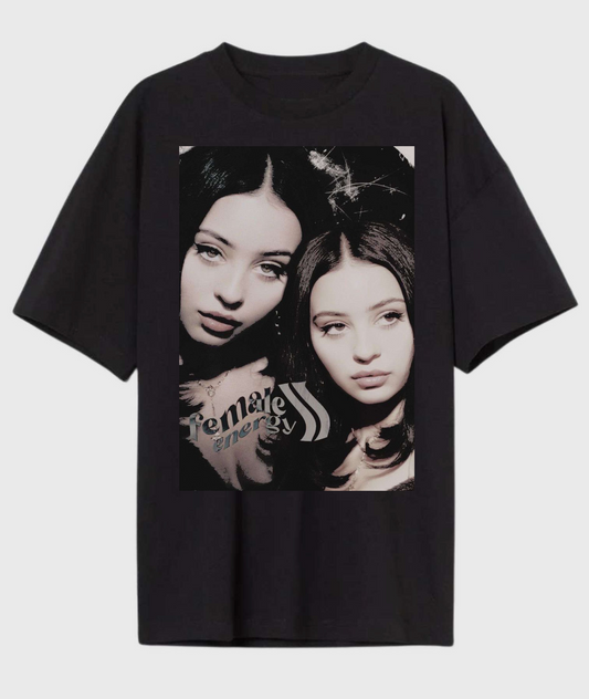 Female Energy Oversized Black Tee